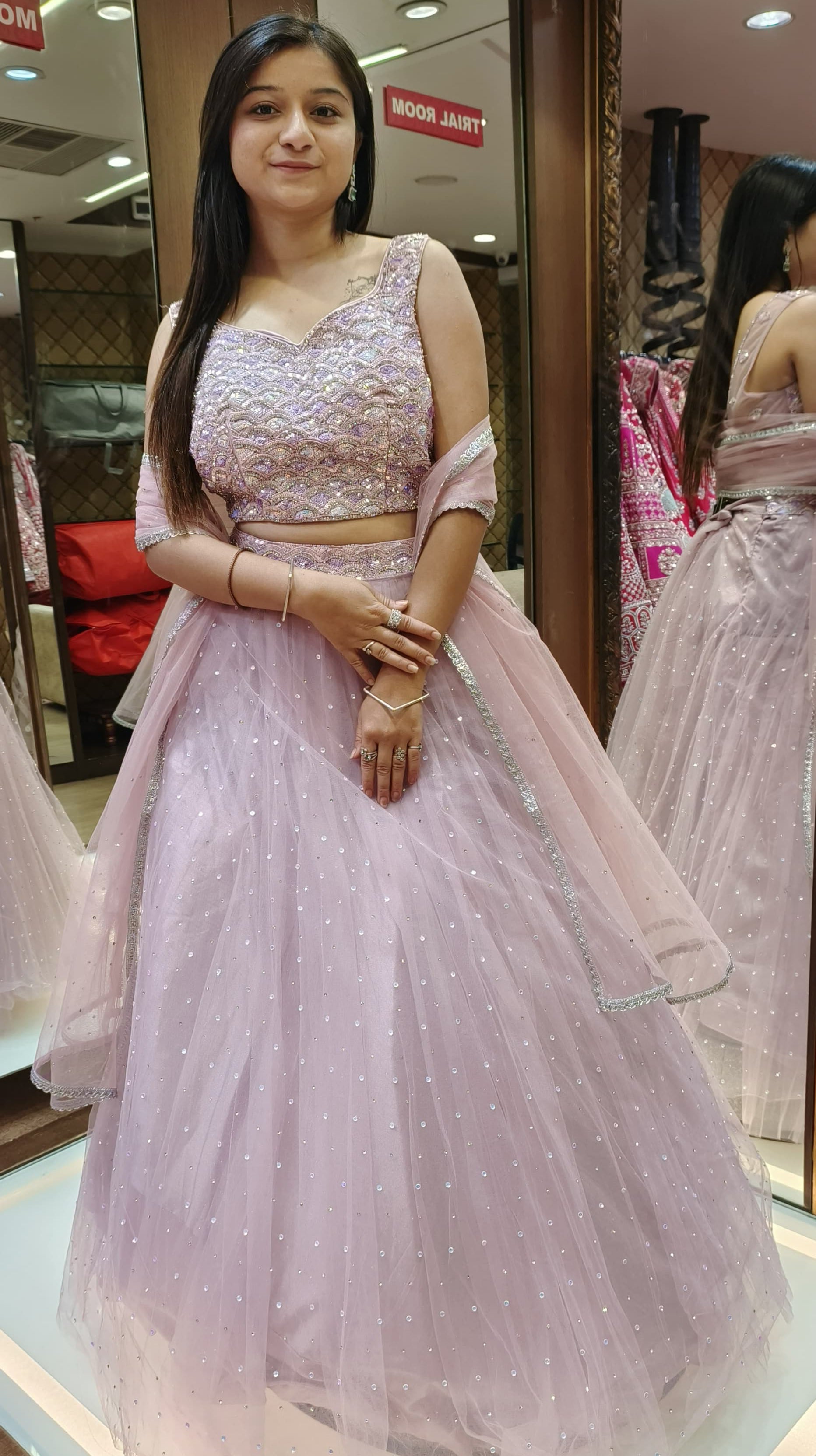 Purple Color Net Sequins Work Lehenga Choli
